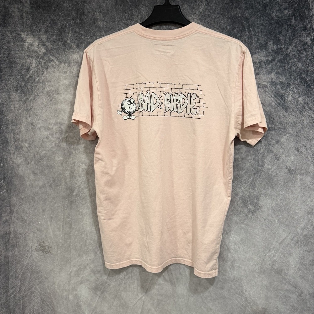 Bad Birdie Golf Shirt Mens Pink Graffiti Graphic Tee Cotton Peru L